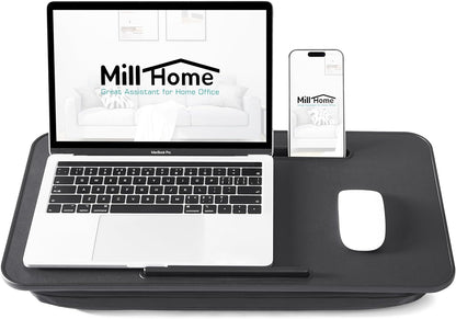 Lap Desk, Lap Desk with Cushion, Fits up to 17 Inch Laptop, Pillow Designed, Portable Laptop Stand with Tray, Pad & Phone Holder, Home Office for Bed/Couch/Car/Reading/Writing, (Black)