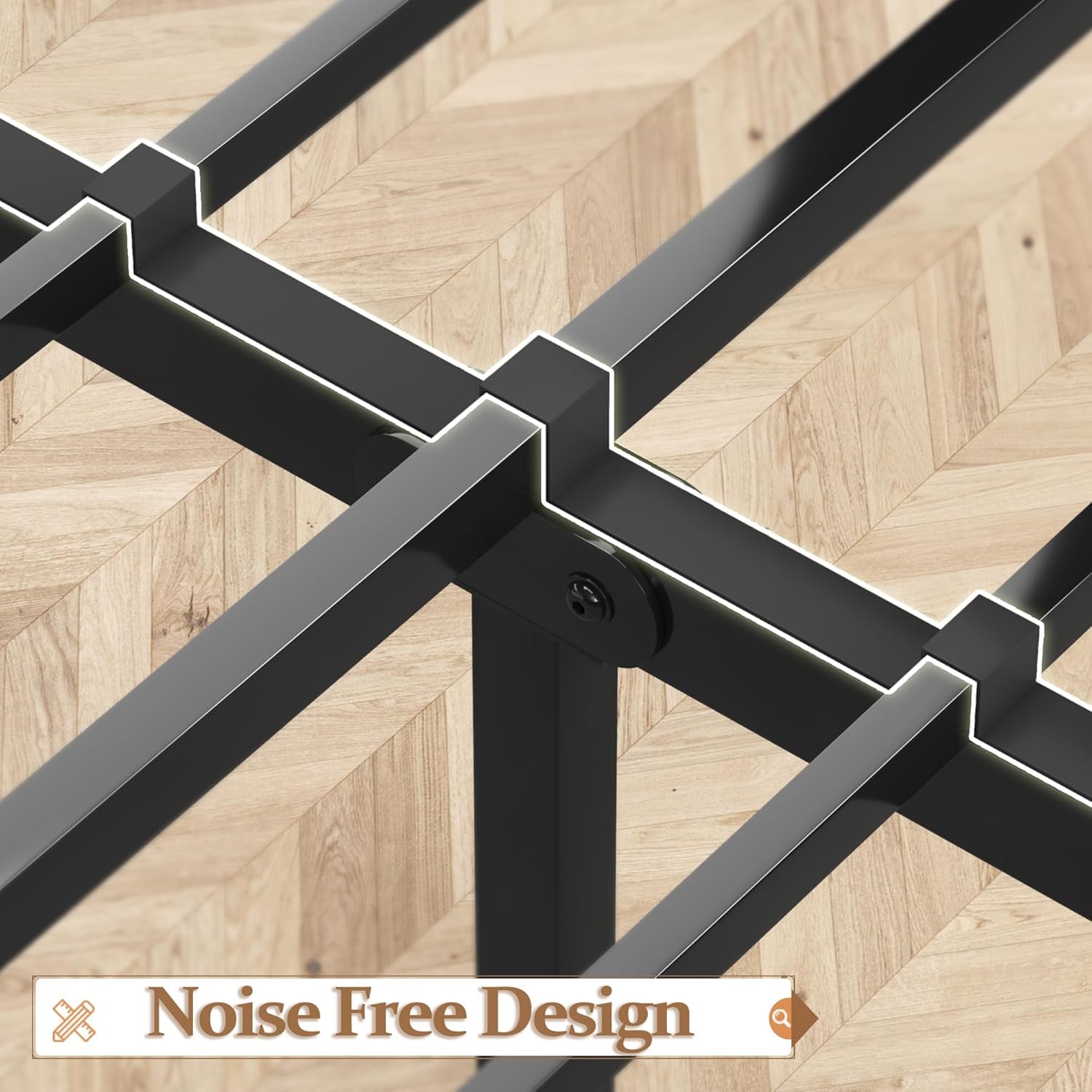 Queen Bed Frame with Headboard and Footboard, Metal Queen Bed Frame with Under-Bed Storage, All-Metal Support System, No Box Spring Needed, Easily Assemble, Rustic Brown