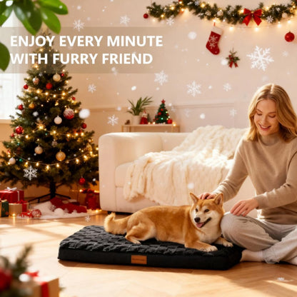 Orthopedic Dog Bed Large Sized Dog 36''X24'', Waterproof Soft Comfortable Egg Crate Foam Large Pet Beds Crate Mat with Removable Washable Cover and Nonskid Bottom, Black