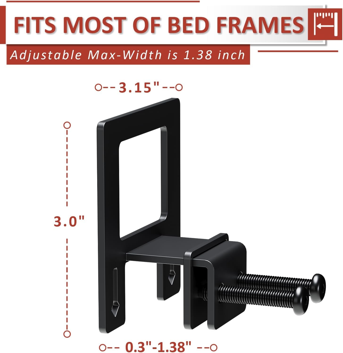 6-Pack Non-Slip Mattress Grippers for Metal Bed Frame, Heavy Duty Mattress Gaskets, Adjustable Anti-Slide Brackets, Black – Includes Screws & Allen Wrench