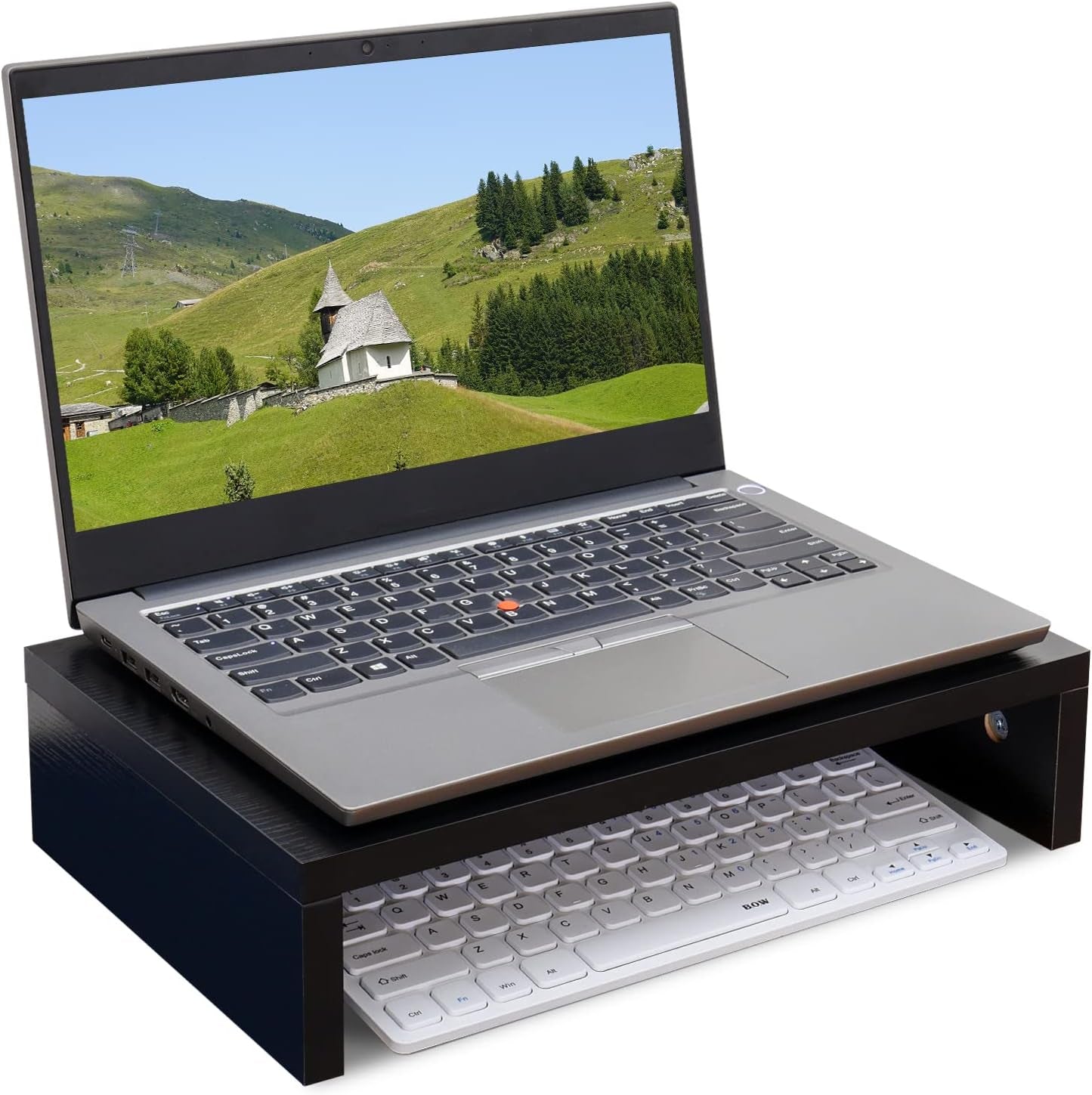 14.2 Inch Monitor Stand Riser, Wood Monitor Riser with Storage for Desk Small Monitor Stand Tv/Screen/Pc/Laptop Riser Computer Stand Desktop Shelf (Black-14.2 Inch)