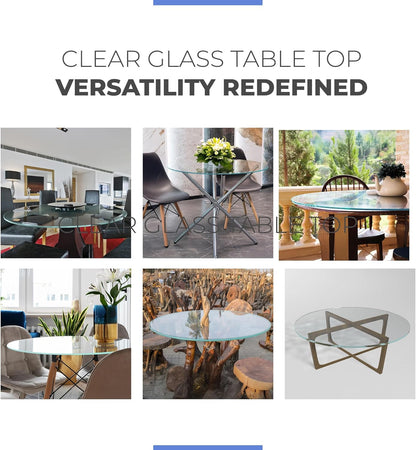 36" Inch round Glass Table Top 3/8" Thick Tempered Beveled Edge by