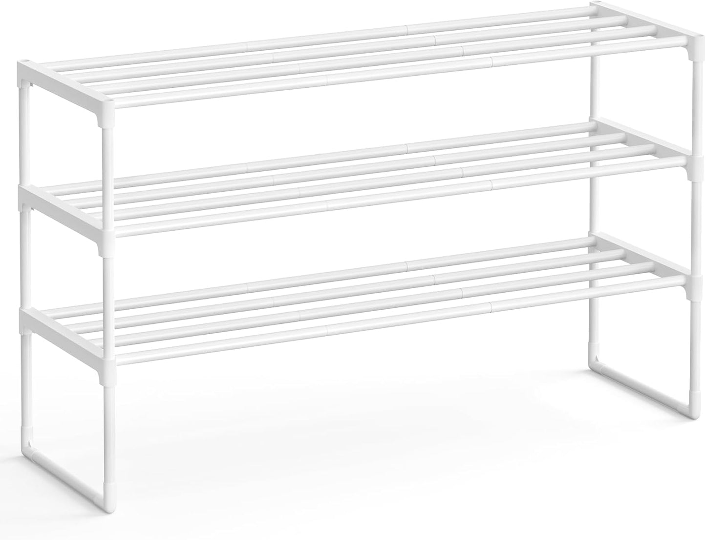 Shoe Rack, 3-Tier Shoe Organizer, Metal Storage Shelf, Upright or Upside Down, for 16-20 Pairs, Stackable, for Entryway, 11.8 X 36.2 X 21.7 Inches, Black ULSA303B02
