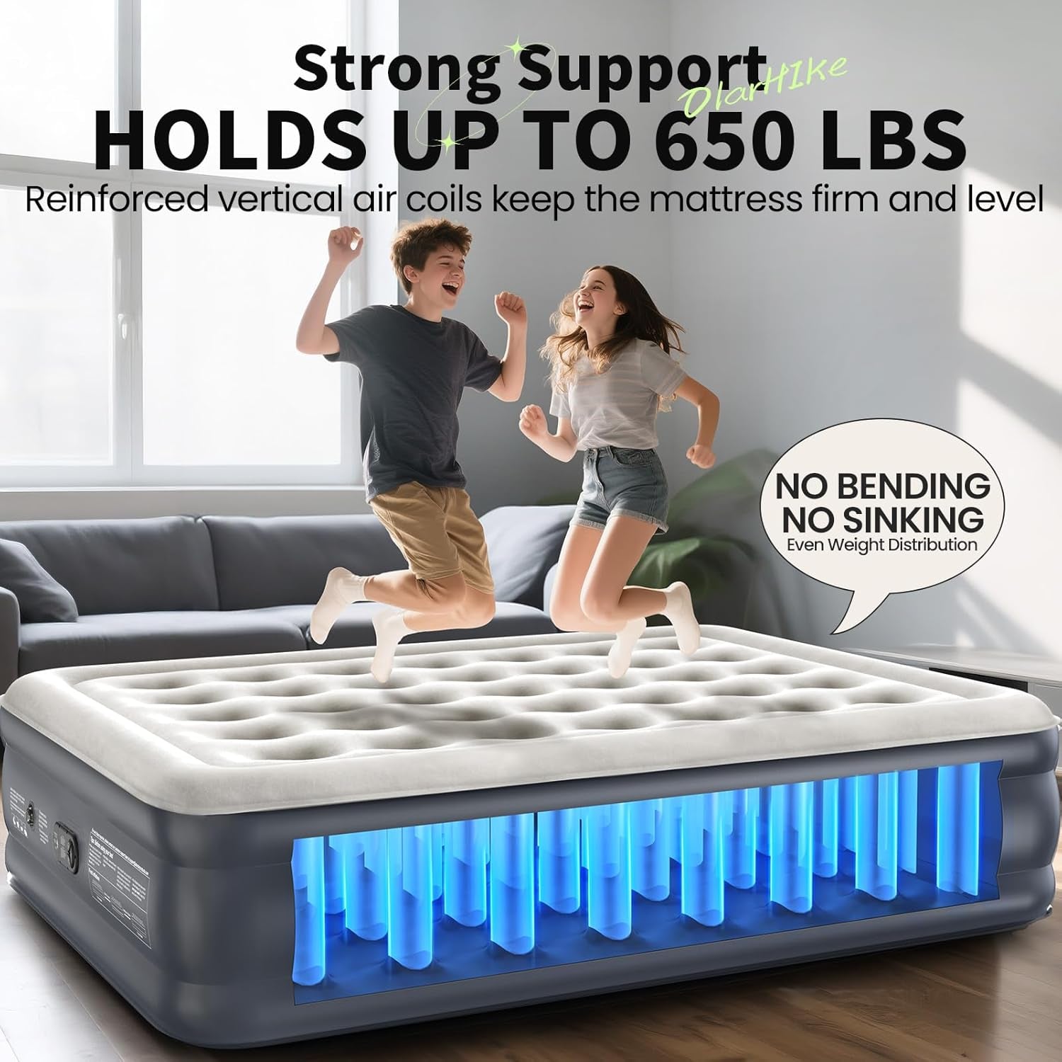 Air Mattress Queen with Built in Pump, Inflatable Mattress Blow up Mattress, 18" Colchones Inflables Foldable Air Bed for Guest & Home, Ideal for Camping, 700Lbs