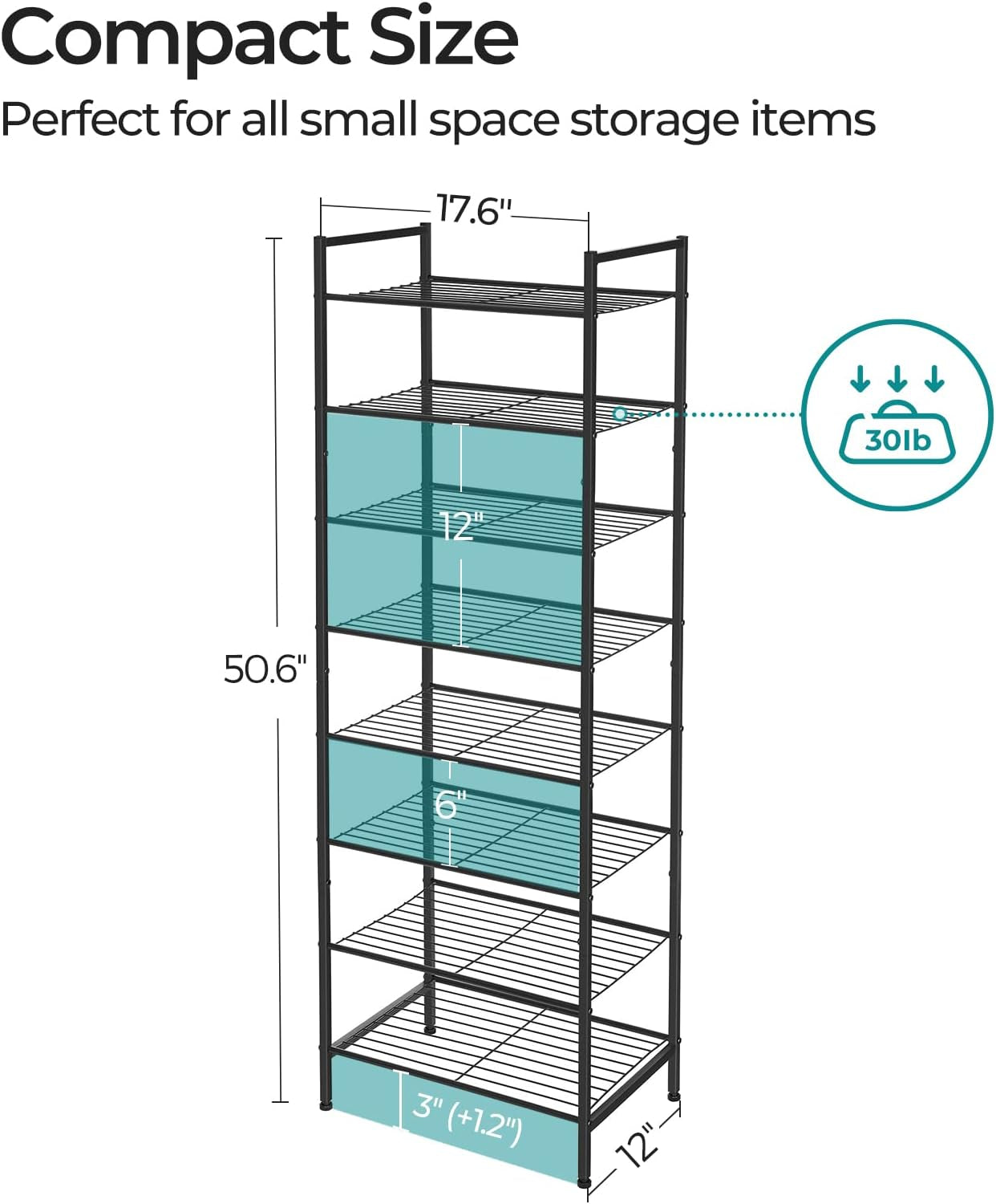 Narrow Shoe Rack, Sturdy 8 Tier Metal Tall Shoe Rack Shelf, Slim Shoe Storage Organizer for Closet Entryway Small Spaces, Vertical Shoe Stand Tower for 18 Pairs Shoes, Easy Assembly, Black