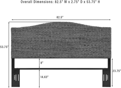 Handwoven natural rattan king bed headboard, view 3