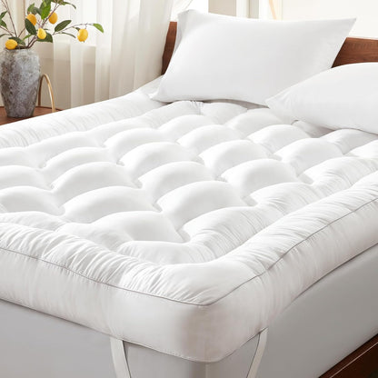 4 Inch Memory Foam Mattress Topper King Size, Filled with Breathable Memory Foam Pillow Topper, Soft Fluffy Supportive Bed Mattress Pad for Back Pain Relief, 80X78X4 Inch