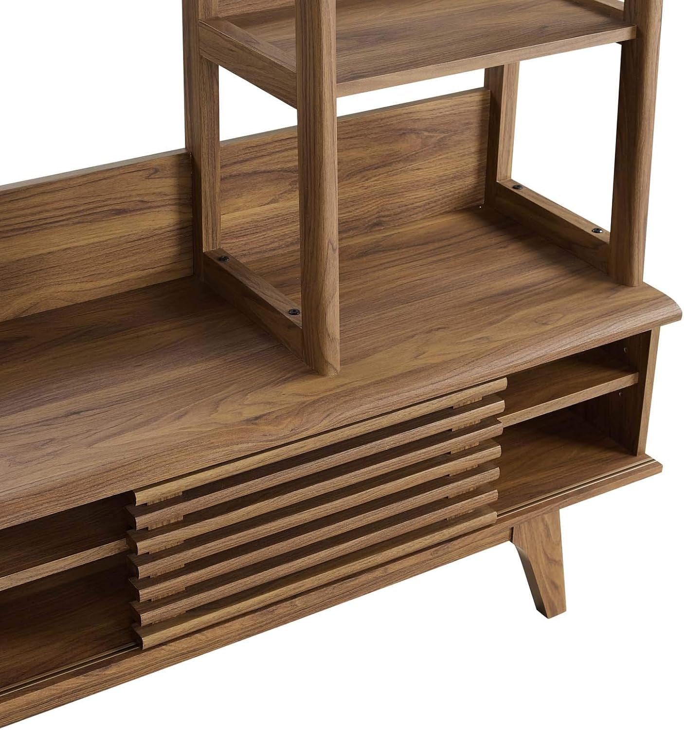 Render Mid-Century Modern TV Stand Entertainment Center, 70", Walnut