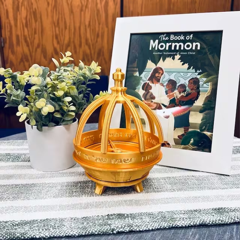 Large 3D Printed Liahona, Book of Mormon, 6" Diameter, 8" Tall, Silk Gold Eco-Pla, Made to Order by Precocious 6 Year Old, Fragile