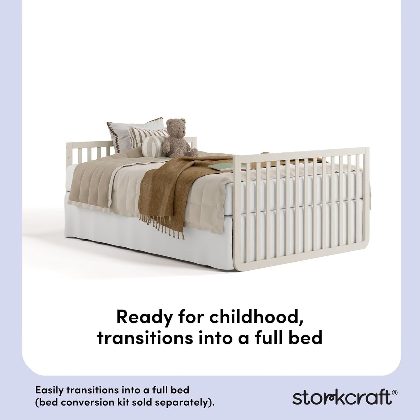 Amalfi Convertible Crib with Toddler Guardrail (Frosted Oat & Driftwood) – GREENGUARD Gold Certified, Toddler Bed Conversion Kit Included, Fits Standard Crib Mattress, Converts to Full Bed