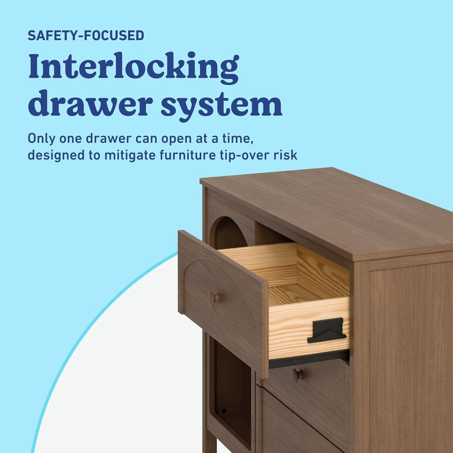 Olivia 3 Drawer Combo Dresser (Hazelnut) – GREENGUARD Gold Certified Baby Dresser, Kids Bedroom Storage Organizer, Interlocking Drawer System, Anti-Tip Kit Included