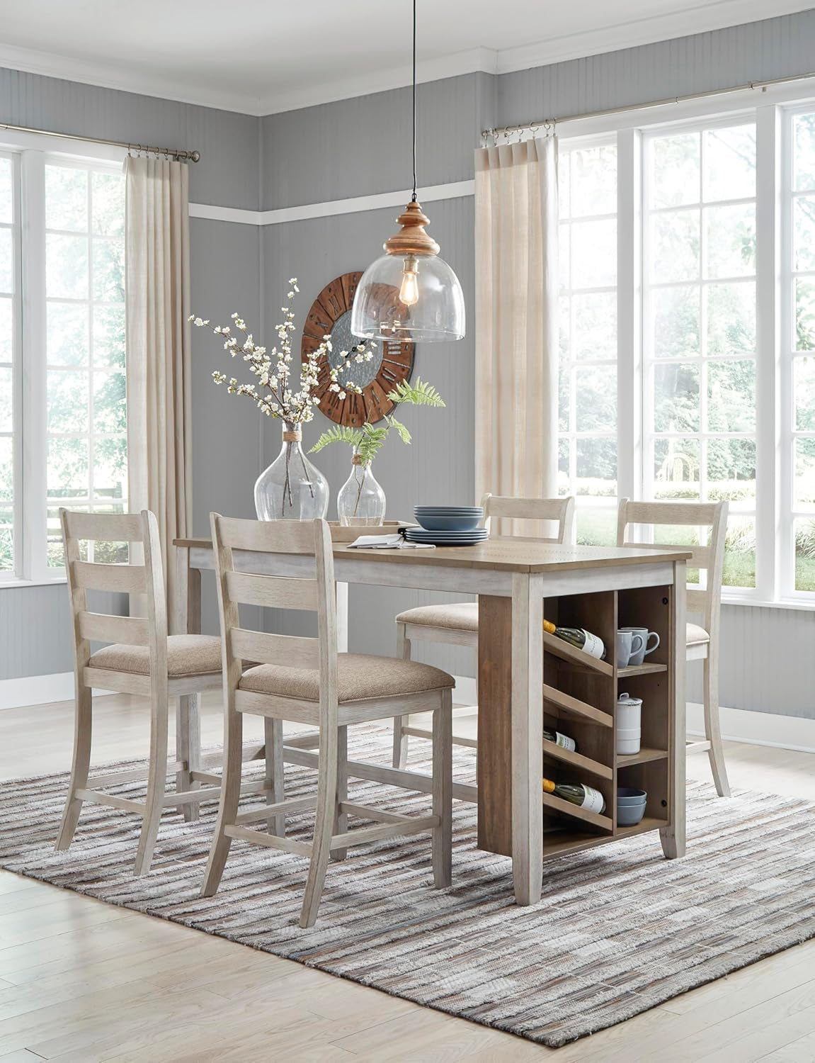 Skempton 24" Counter Height Upholstered Barstool, Set of 2, Antique White