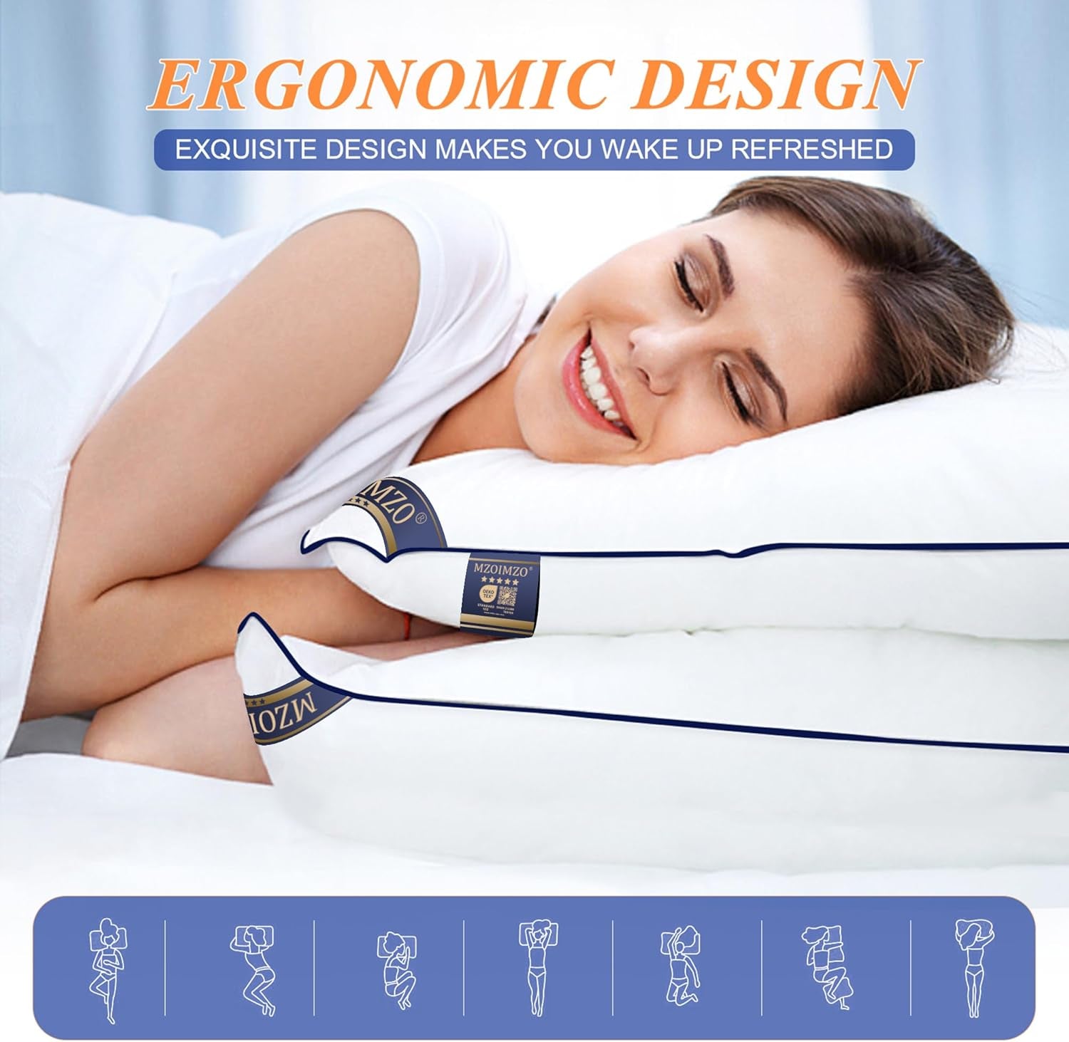 Supportive Firm Bed Pillows for Sleeping- King Size, Set of 2, Cooling Hotel Quality with Premium Soft down Alternative Fill for Back, Stomach or Side Sleepers, 20''X34''
