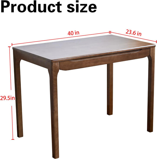 40"X24" Solid Wood Desk with Drawers,Wood Writing Desk for Small Spaces, Home Office Desks for Work, Gaming Study PC Desk for Bedroom, Student Computer Desks(Walnut, 40 Inch)
