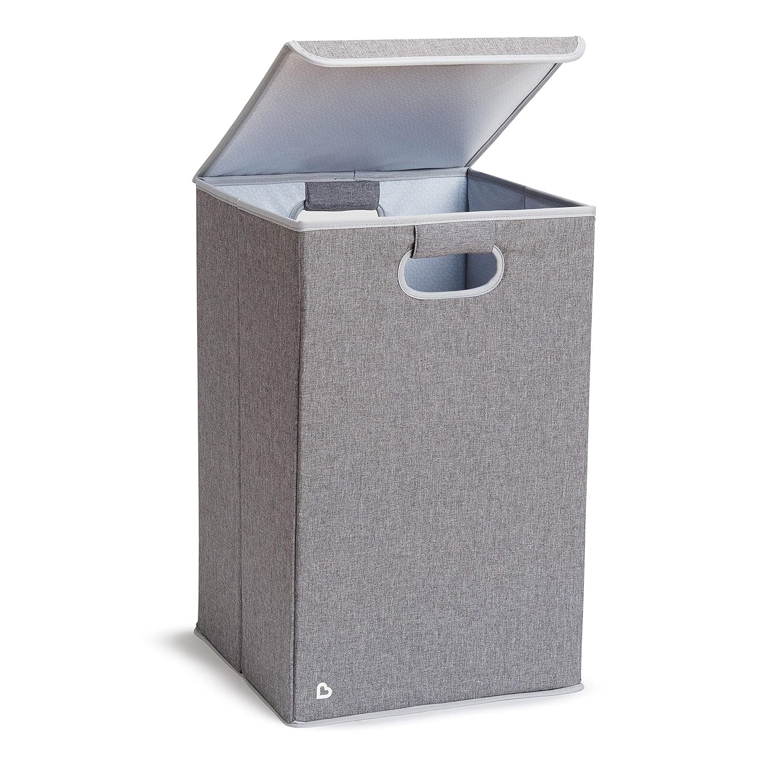 Grey collapsible kids laundry hamper with lid