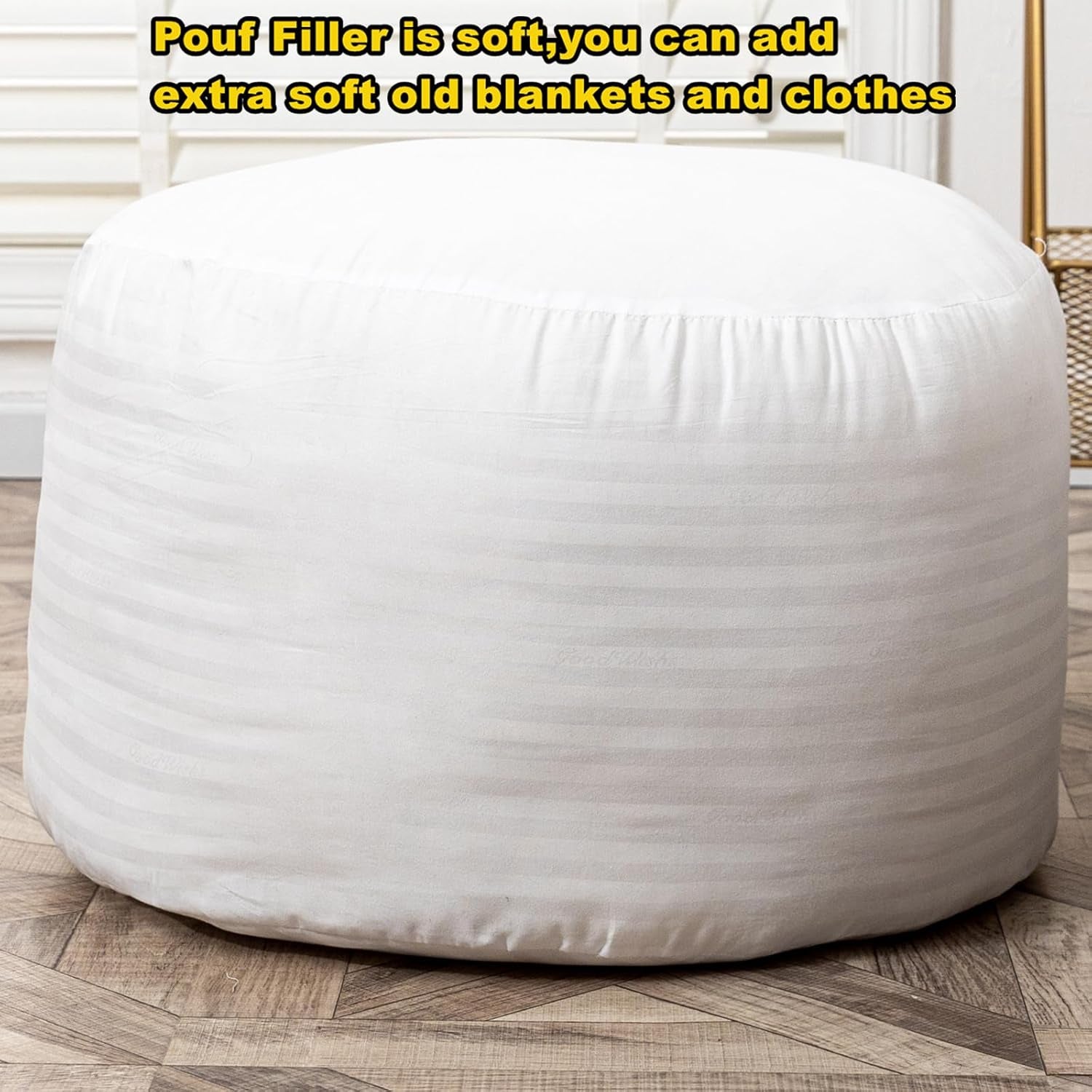 Pouf Filler PP Cotton Footstool Pouf Stuffing Pouf Insert Ottoman Filler Bean Bag Filler 20X20X12 Inches Round