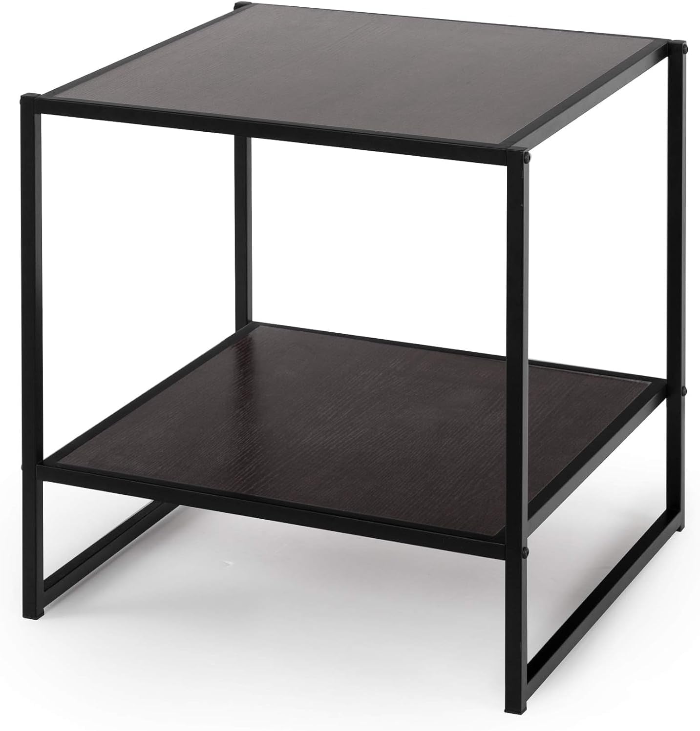 Dane 20 Inch Black Frame Side Table, End Table, Easy Assembly, Rich Black Wood Grain (Espresso)