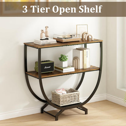 3 Tier Console Tables, 30" Height Entryway Table, Sofa Table behind Couch, Industrial Entryway Furniture Entry Way TV Stand with Storage for Living Room, Hallway, Entrance, Rustic Brown