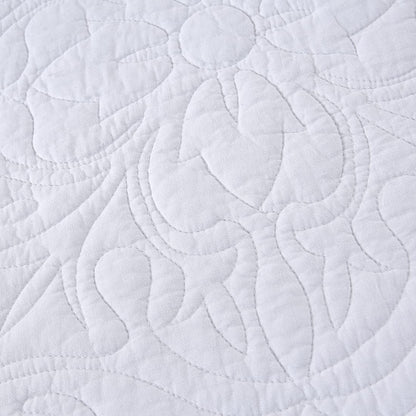 100% Cotton Quilted Pillow Sham Floral Printed Pillow Cover King Size, Set of 2, White