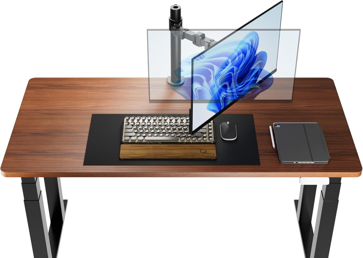 Single Computer Monitor Stand with Tilt and Rotation, Height Adjustable VESA Desk Arm Mount, Steel, 30 Inches, Black