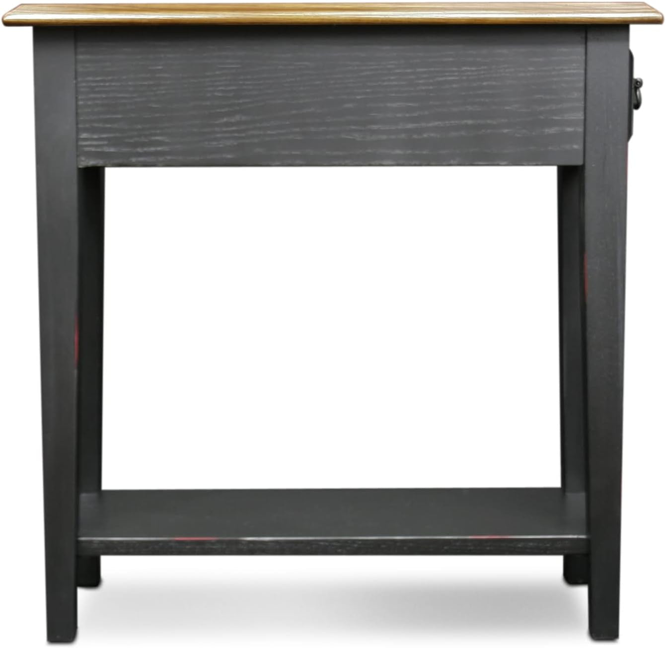 Haven Ridge Narrow Solid Wood Side Table with Drawer and Shelf, Medium Oak Brown and Slate Black, Perfect for Living Rooms, Bedrooms, and Small Spaces – , 9017-SL