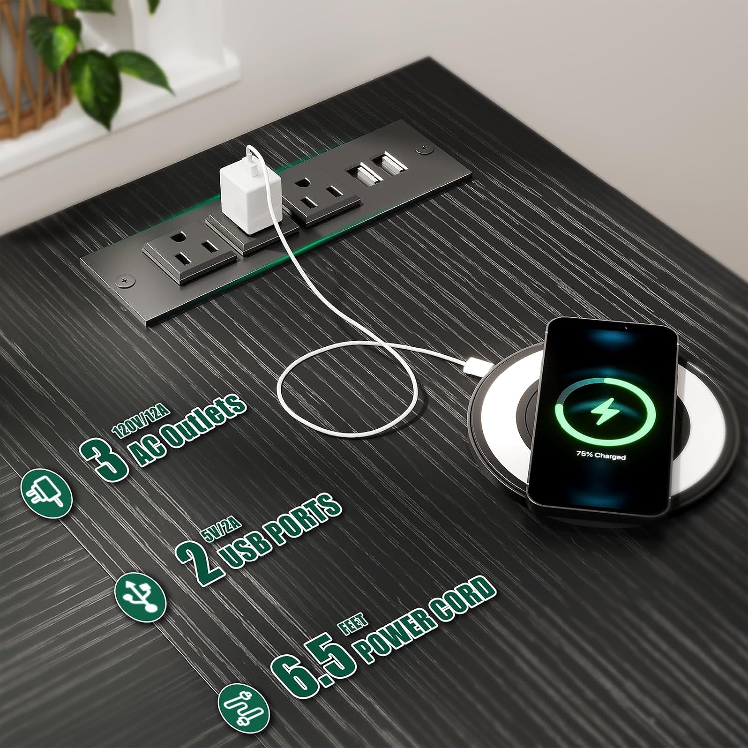 59 Inch L Shaped Computer Desk with Power Outlets, Home Office Desk with 4 Adjustable Storage Drawers & 2 Monitor Stands, Two Person Gaming Table for Bedroom, Black