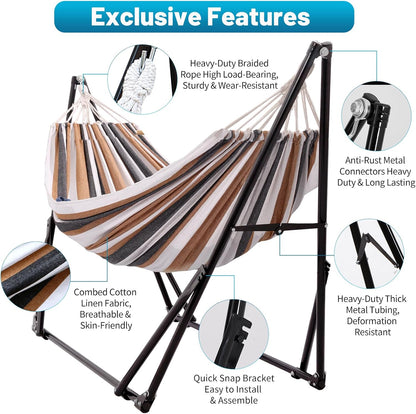 Portable Hammock with Stand for outside Foldable,Frabic Tension Adjustable Indoor,Carrying Bag Included, 616 Lbs Weight Capacity, Suitable Garden Yard Outdoor Inhouse Cyan