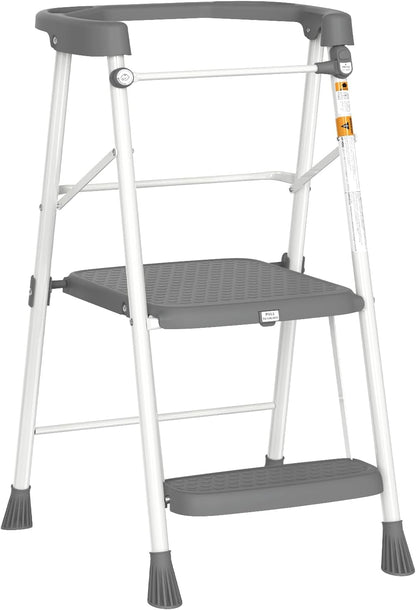 Kids 2 Steps Step Stool, Toddler Tower for Kitchen Counter Learning, Toddler Kitchen Stool Helper with Anti-Drop Safty Railing Kids Standing Folding Stepper