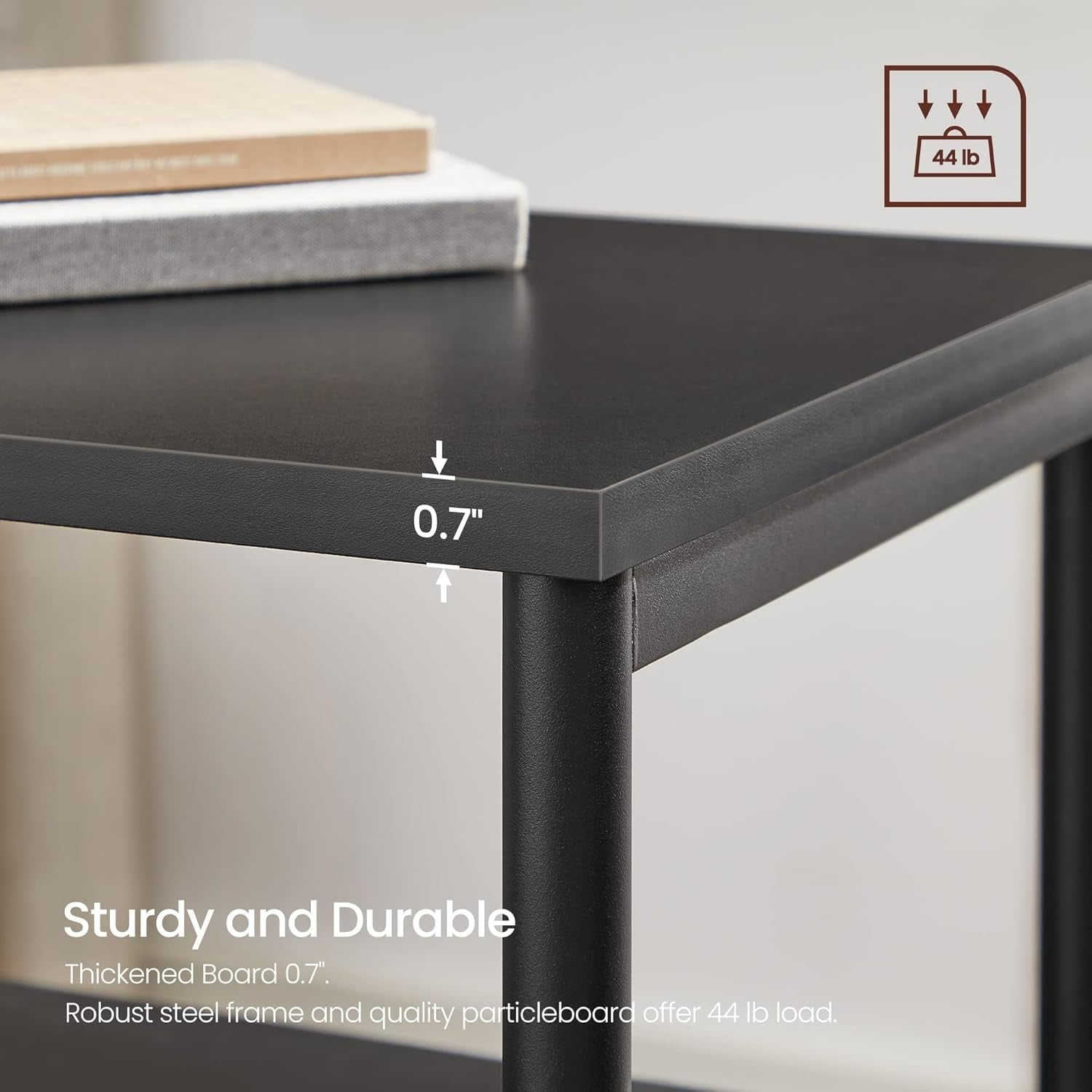 Side Table, Small End Table, Tall Nightstand for Living Room, Bedroom, Office, Bathroom, Classic Black ULET273B16