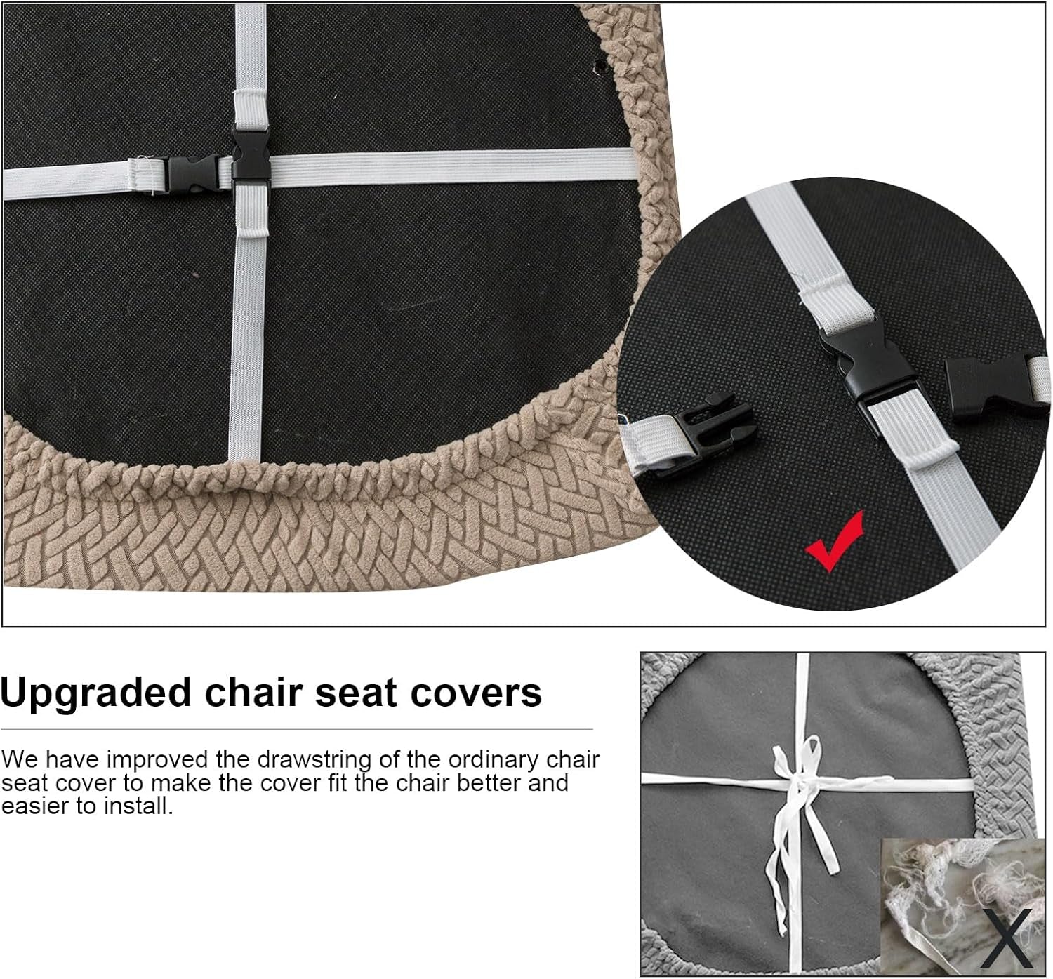 Seat Covers for Dining Room Chair Seat Slipcovers Kitchen Chair Covers (Taupe, 4 Pcs)