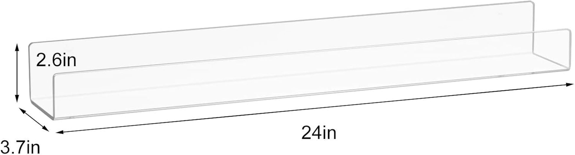 Acrylic Invisible Floating Bookshelf 24 Inch,Kids Clear Wall Bookshelves Display Book Shelf,50% Thicker with Screwdriver