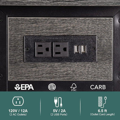 End Table with Charging Station, Flip Top Side Table with USB Ports and Outlets, Sofa Couch Table Bedside Table for Living Room Bedroom, Narrow Nightstand with Storage Shelves for Small Space