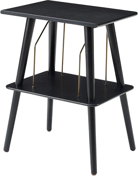 Manchester Record Player Stand, Media Console with Vinyl Storage, Modern Home Organizer, Black