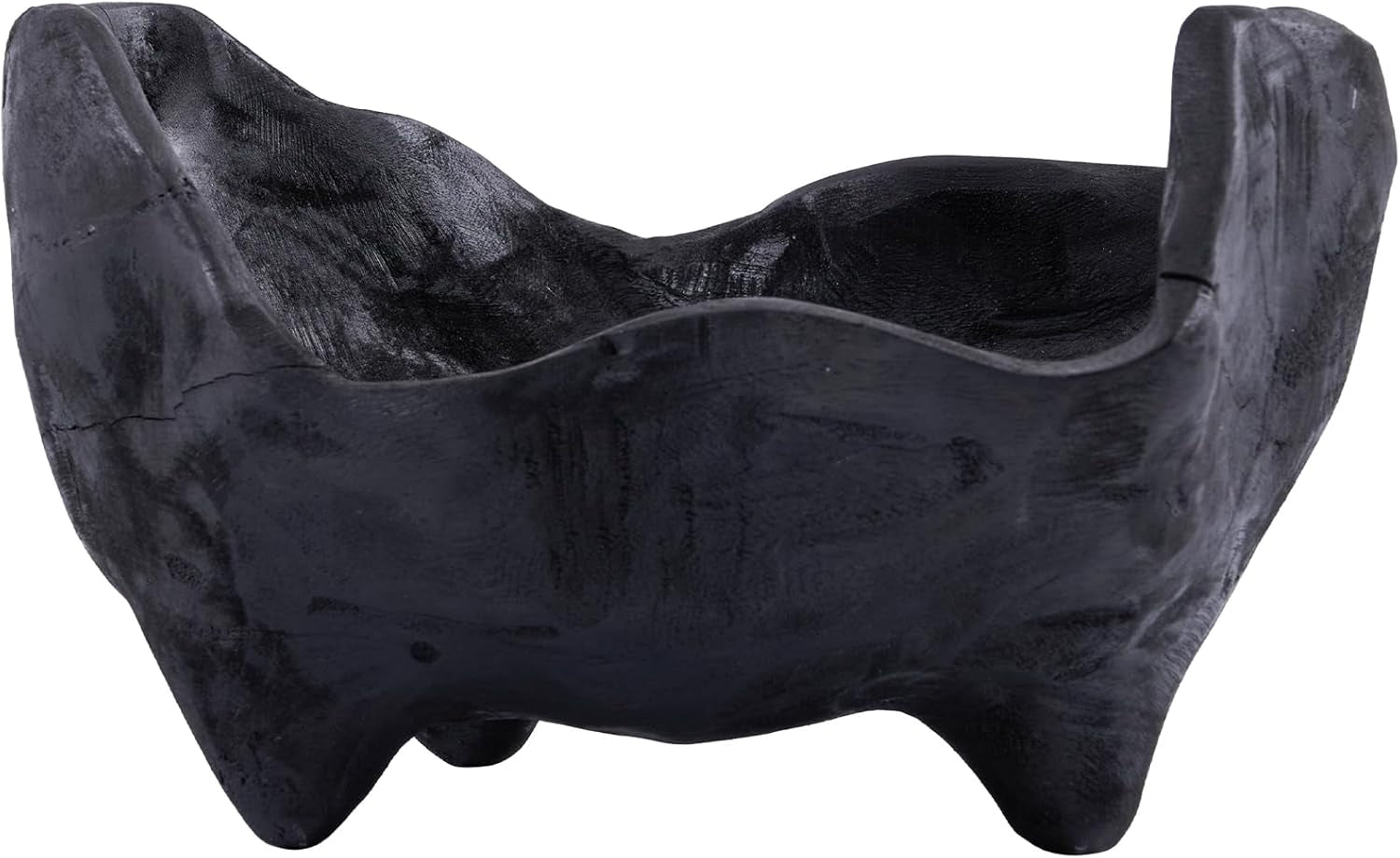 Oak Wood Black Decorative Bowl-9.25X5.51 Inch Small Bowl for Entryway Key, Fruit, Candy with Feet, Boho Farmhouse Home Decor for Dining Room, Coffee Table Centerpiece