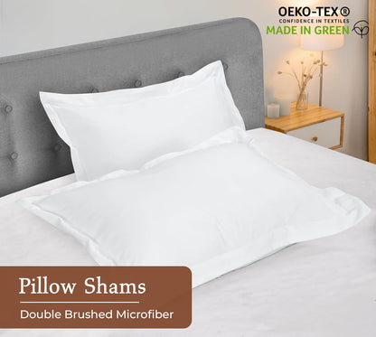 Pillow Shams 2 Pack King Size 20X36 Inch - Brushed 1800 Microfiber - Bed Pillow Shams, Wrinkle Resistant Super Soft and Cozy - Back Overlap Closure - Oxford Pillowcase (King, White)