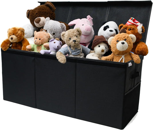 Extra Large Toy Storage Organizer with Lid - Sturdy, Collapsible Toy Chest Storage Box Design - Toys Bin with Dividers for Kids, Nursery, Bedroom, Playroom 37"X16"X14"