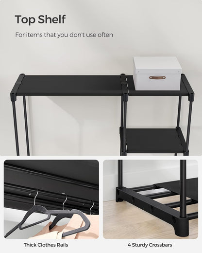 Portable Closet, Freestanding Closet Organizer, Clothes Rack with Shelves, Hanging Rods, Storage Organizer, for Cloakroom, Bedroom, 48.8 X 16.9 X 71.7 Inches, Black URYG026B02