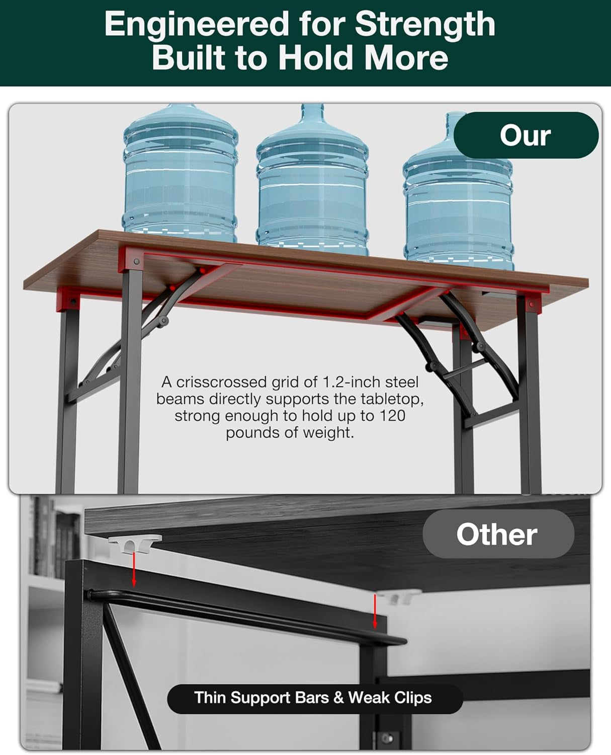 Small Folding Computer Desk – Portable 35.8 Inch Foldable Laptop Table, Collapsible and Compact for Easy Storage and Fast Setup, Lightweight for Small Spaces, Craft and Study Use, Dark Walnut