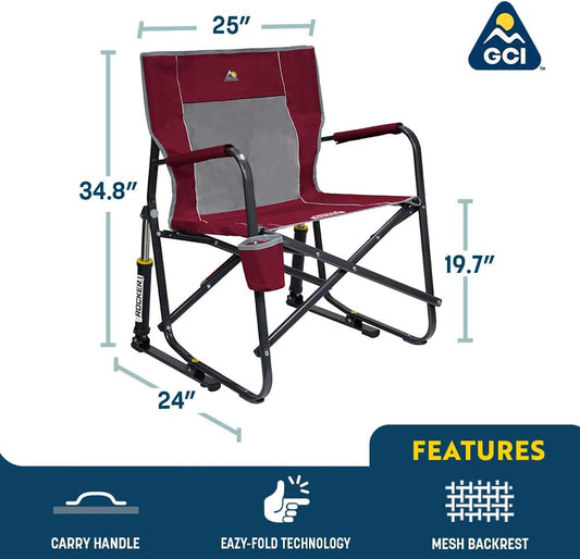 Freestyle Rocker Outdoor Rocking Chair with Beverage Holder
