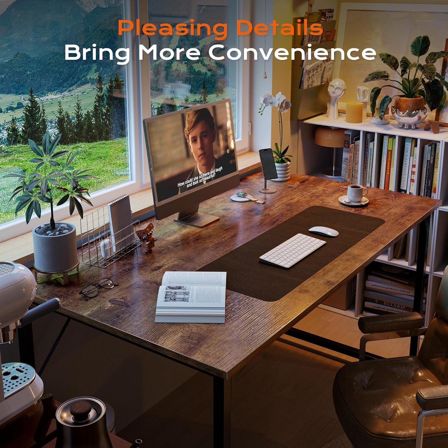 47 X 24 Inch Computer Desk with Deeper Desktop, Gaming Office Writing Work Desk for Home Office, Study, Bedroom, Work from Home, Metal Frame, Rustic Brown