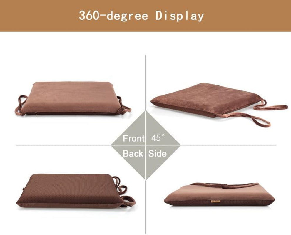 Square Chair Seat Cushion Memory Foam Chair Cushion for Kitchen, Dining,Office or Car 18X18 in Black