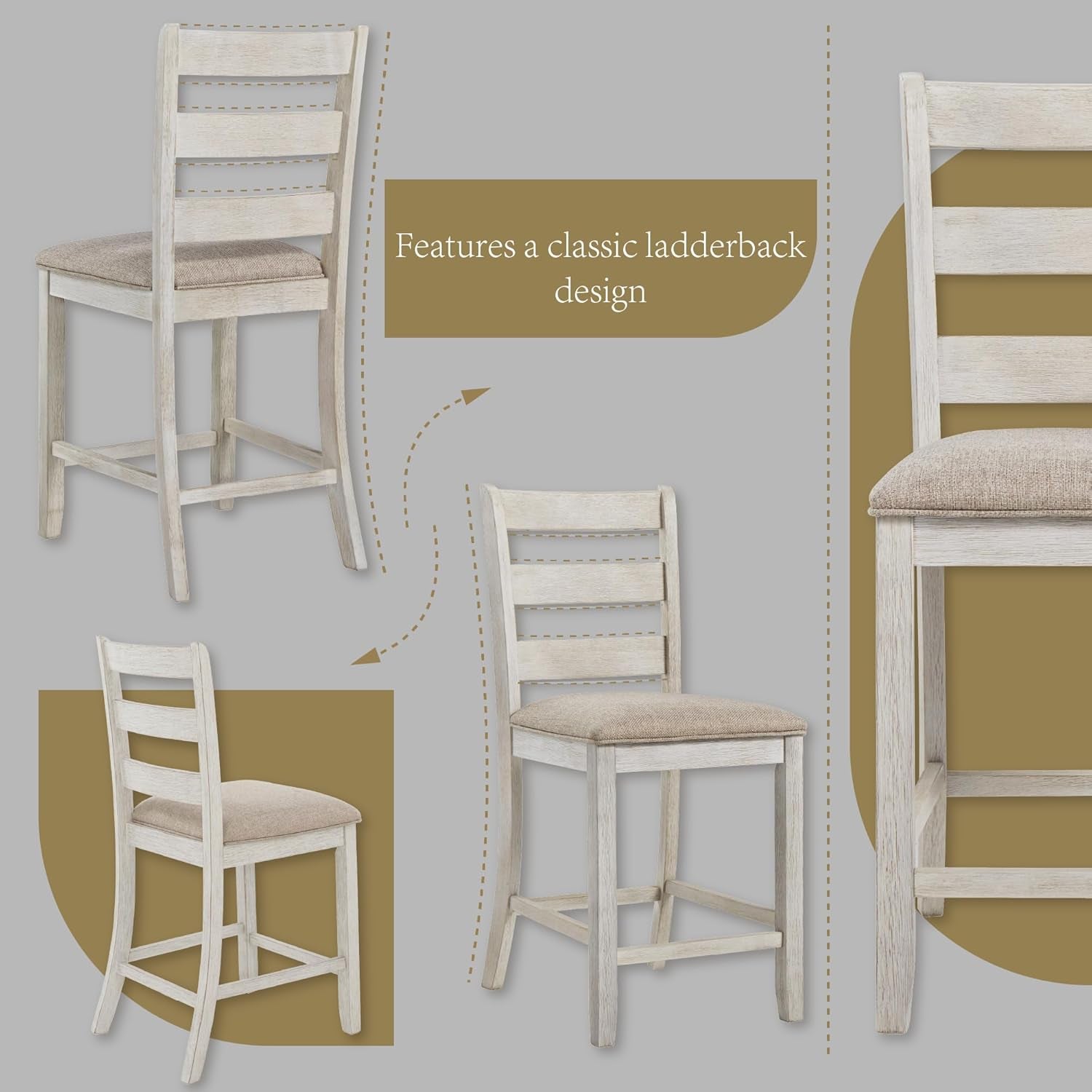Skempton 24" Counter Height Upholstered Barstool, Set of 2, Antique White