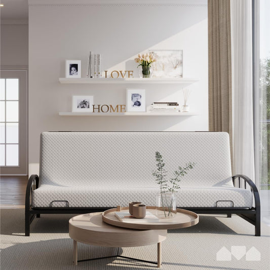 Full Size Futon Mattress, Light Grey, 71 X 52 X 6 Inch, Memory Foam Futon Mattress Full Size, Certipur-Us, Comfy Sofa Bed, Couch, Removable Washable Hypoallergenic Cover, Frame Not Included