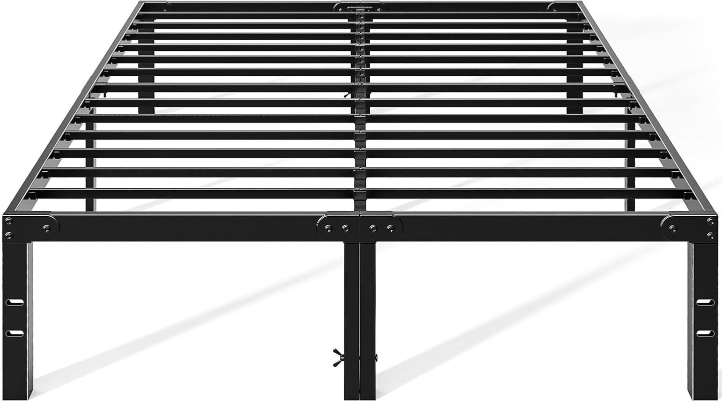 Metal King Bed Frame - 14In High with Storage Space, No Box Spring Needed with Sturdy Steel Slat Support, 2200LBS Heavy Duty for Easy Assembly, Black for Bedroom