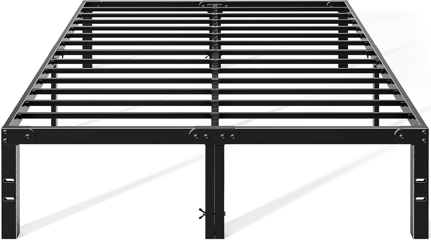 Metal King Bed Frame - 14In High with Storage Space, No Box Spring Needed with Sturdy Steel Slat Support, 2200LBS Heavy Duty for Easy Assembly, Black for Bedroom