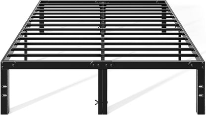 Metal King Bed Frame - 14In High with Storage Space, No Box Spring Needed with Sturdy Steel Slat Support, 2200LBS Heavy Duty for Easy Assembly, Black for Bedroom