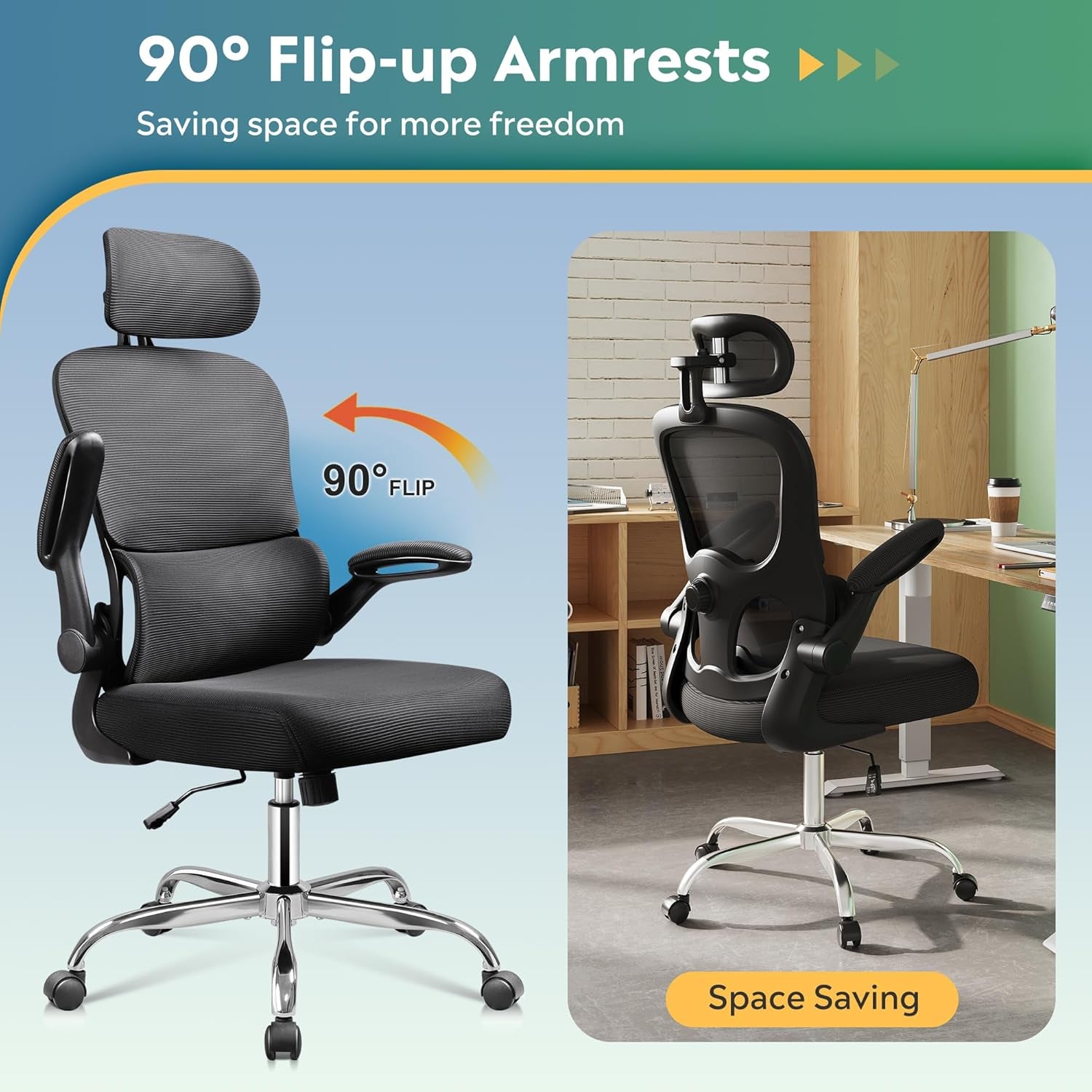 Office Chair, Breathable Black Mesh Elegance with Ergonomic Comfort for Professionals & Gamers