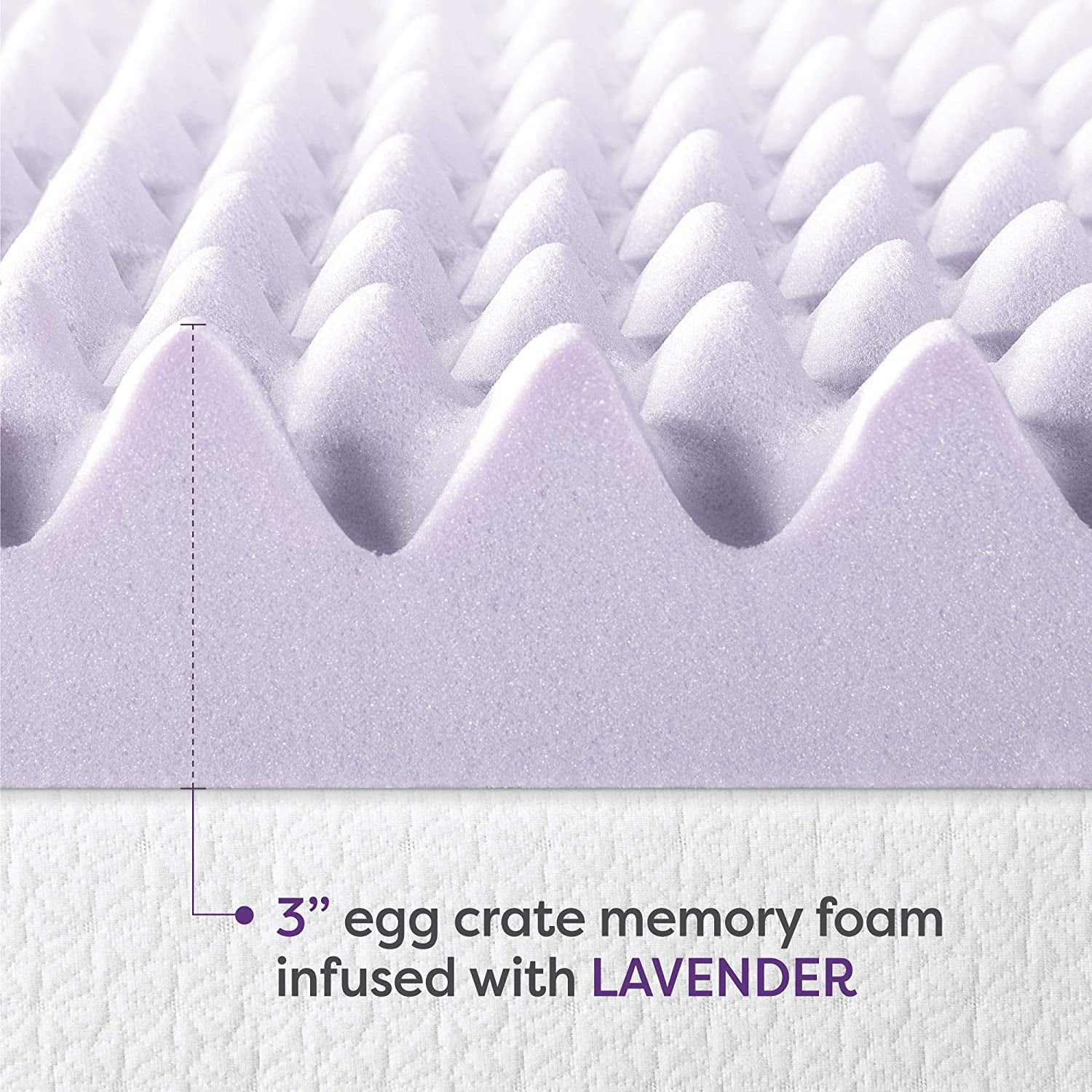 3 Inch Egg Crate Memory Foam Mattress Topper with Soothing Lavender Infusion, Certipur-Us Certified, Dorm Essentials, Twin