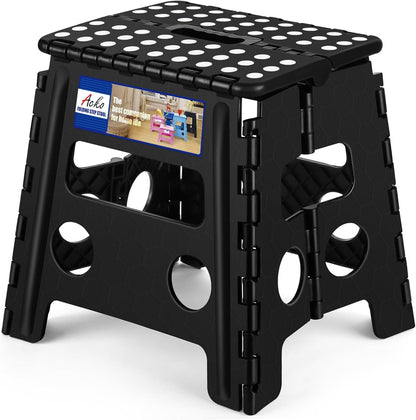 Folding Step Stool 13 Inch Heavy Duty Plastic Foldable Step Stool for Kids and Adults, Small Collapsible Fold up Stepping Stool 1 Pack