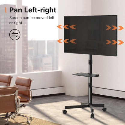 Mobile TV Cart for 23 to 65 Inch LCD LED Flat Screen/Curved Tvs Floor TV Stand on Wheels with Height Adjustable Shelf Max VESA 400X400Mm Rolling Floor TV Trolley Holds up to 88Lbs